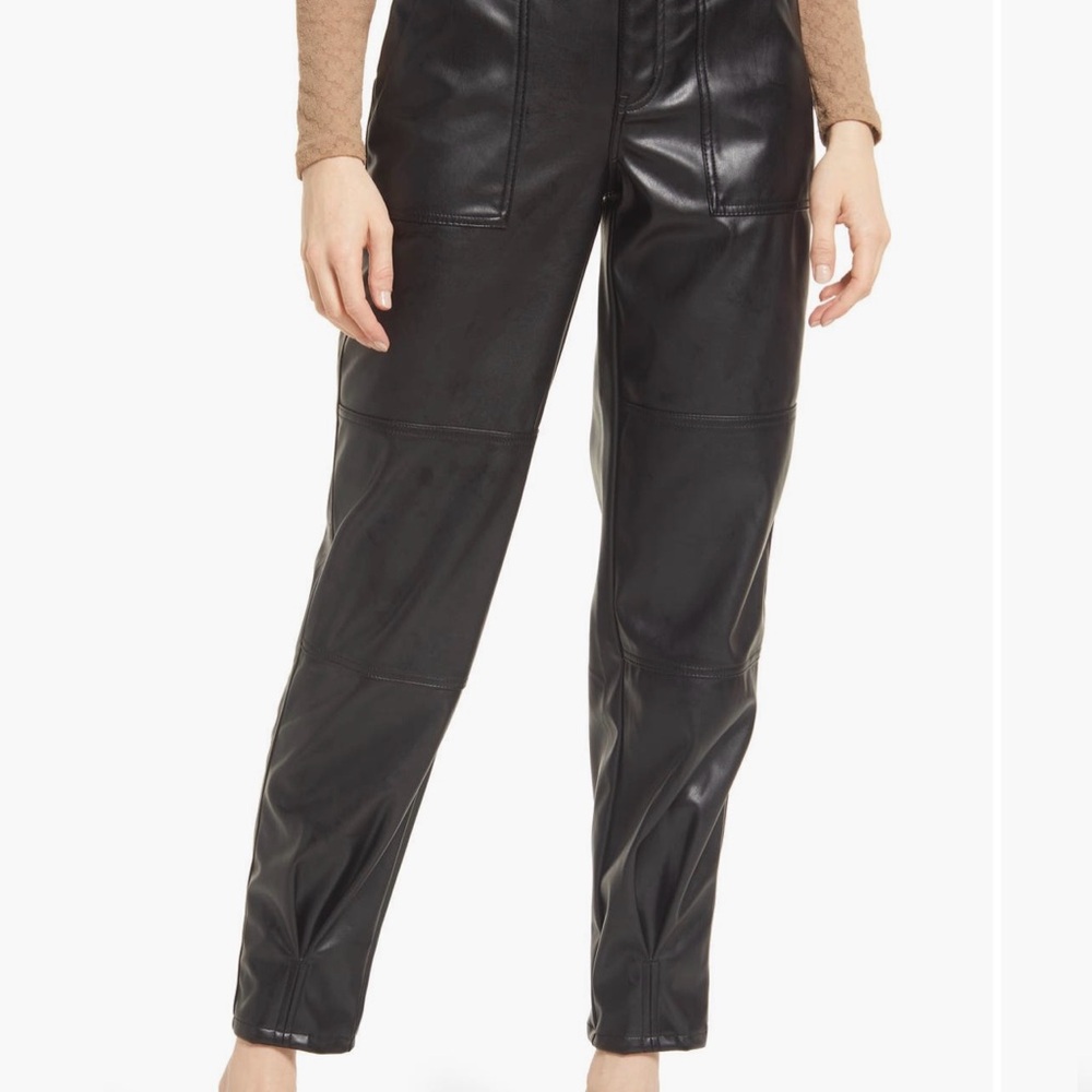 Tapered Leg Faux Leather Pants